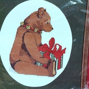 Janlynn Teddy Bear With Gift Cross Stitch Kit